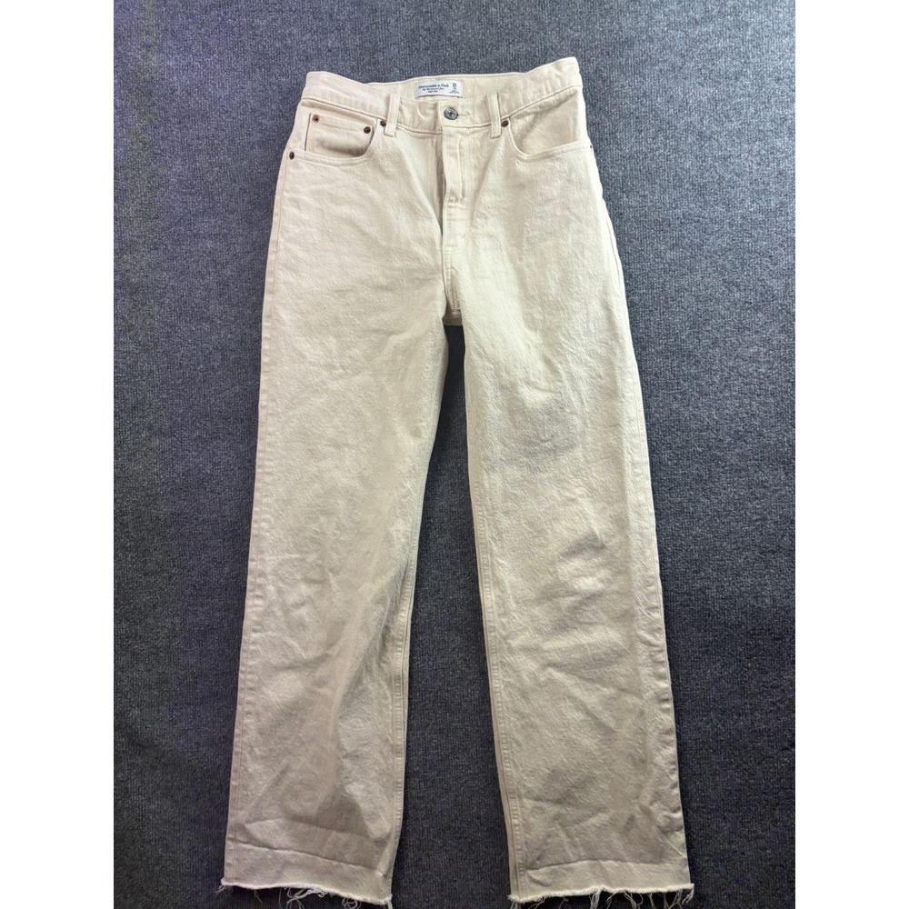 Abercrombie & Fitch The 90s Relaxed Jean Womens 26 Cream High Rise Raw Hem